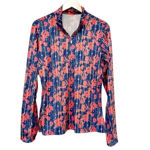CHASE 54 SPF Blue Orange Long Sleeve Half Zip Top Sz L